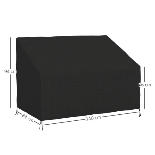Outsunny Capa Protetora para Banco 2 Lugares Capa Protetora de Móveis Impermeável Exterior Jardim Proteção contra Chuva e Sol 140x84x5694 cm Preto