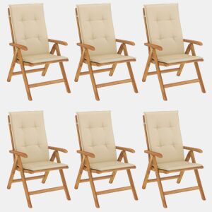 Cadeiras de jardim - Cadeiras de exterior reclináveis c almofadões 6 pcs teca maciça