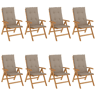 Cadeiras de jardim - Cadeiras de exterior reclináveis c almofadões 8 pcs teca maciça