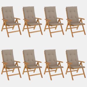 Cadeiras de jardim - Cadeiras de exterior reclináveis c almofadões 8 pcs teca maciça