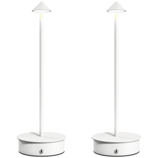 HOMCOM Conjunto de 2 Candeeiros de Mesa Recarregáveis por USB Reguláveis com Controlo Táctil 3000K4500K6500K Luz LED Incluída para Quarto Sala ou Escritório Ø10x30 cm Branco