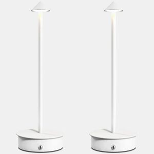 HOMCOM Conjunto de 2 Candeeiros de Mesa Recarregáveis por USB Reguláveis com Controlo Táctil 3000K4500K6500K Luz LED Incluída para Quarto Sala ou Escritório Ø10x30 cm Branco