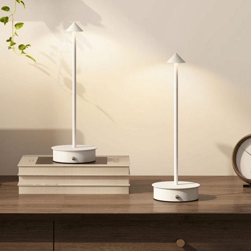 HOMCOM Conjunto de 2 Candeeiros de Mesa Recarregáveis por USB Reguláveis com Controlo Táctil 3000K4500K6500K Luz LED Incluída para Quarto Sala ou Escritório Ø10x30 cm Branco