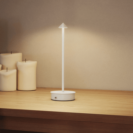 HOMCOM Conjunto de 2 Candeeiros de Mesa Recarregáveis por USB Reguláveis com Controlo Táctil 3000K4500K6500K Luz LED Incluída para Quarto Sala ou Escritório Ø10x30 cm Branco