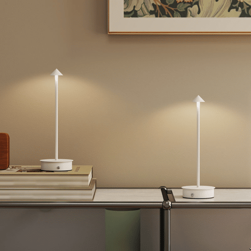 HOMCOM Conjunto de 2 Candeeiros de Mesa Recarregáveis por USB Reguláveis com Controlo Táctil 3000K4500K6500K Luz LED Incluída para Quarto Sala ou Escritório Ø10x30 cm Branco