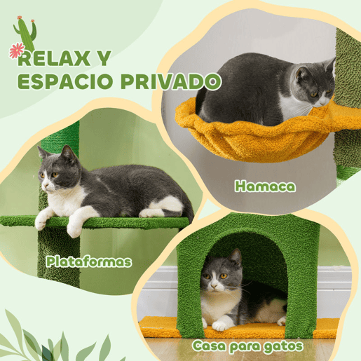 PawHut Arranhador para Gatos de Chão a Teto de 230-275 cm Torre para Gatos com Altura Ajustável Plataformas Caverna Rede Postes de Sisal e Bola de Jogo Verde