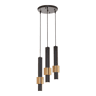 Candeeiro suspenso Lulled com 3 Abajures Cilíndricos Duplos GU10 200x28x28cm - Preto  Ouro lux.pro
