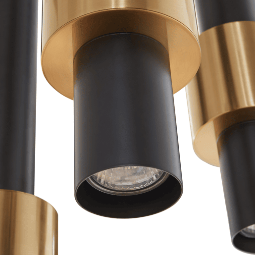 Candeeiro suspenso Lulled com 3 Abajures Cilíndricos Duplos GU10 200x28x28cm - Preto  Ouro lux.pro