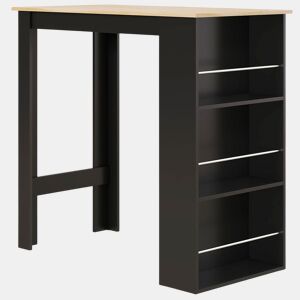 HOMCOM Mesa de Bar de Bistrô com 3 Prateleiras com Suporte Estilo Moderno para Cozinha Sala de Jantar Sala de Estar Estrutura de Melamina 112x57x106 cm Preto e Madeira