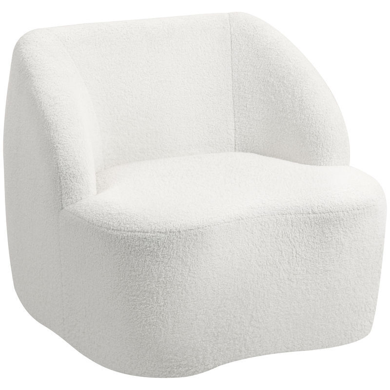 Homcom sillón tapizado en borreguito sillón de salón de 81 cm con diseño curvo acolchado grueso no requiere montaje para dormitorio sala de estar oficina crema