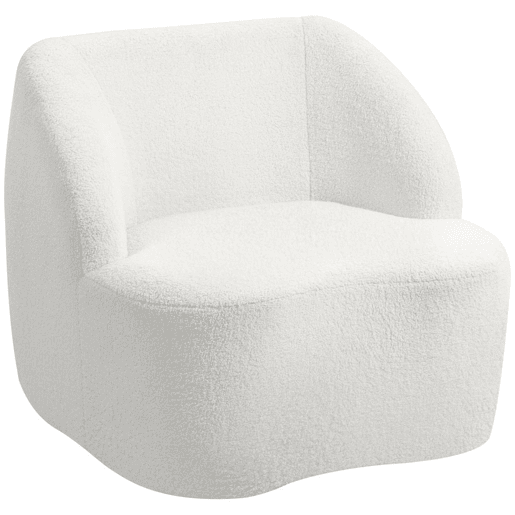 HOMCOM Poltrona Moderna Estofada em Borreguito Poltrona de Leitura Curvo com Almofadado Grosso Não Requer Montagem Para Salão Quarto Sala de Estar Escritório 81x82x73,5 cm Creme