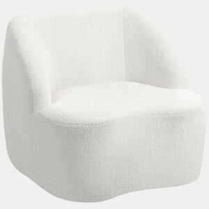 HOMCOM Poltrona Moderna Estofada em Borreguito Poltrona de Leitura Curvo com Almofadado Grosso Não Requer Montagem Para Salão Quarto Sala de Estar Escritório 81x82x73,5 cm Creme