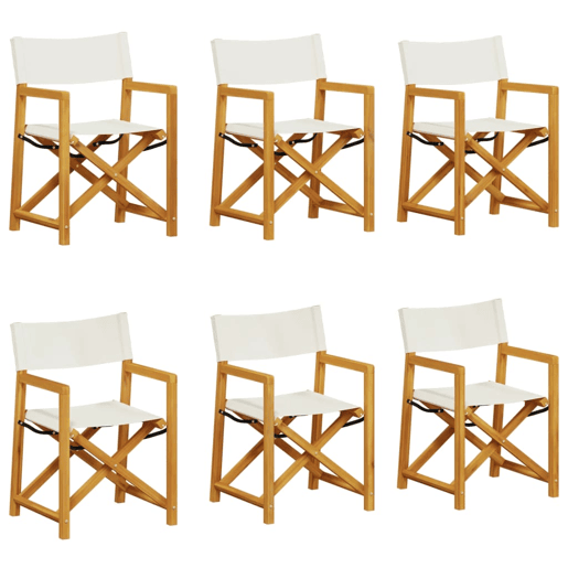 6 pcs cadeiras de jardim - Cadeiras de exterior dobráveis tecido branco nata