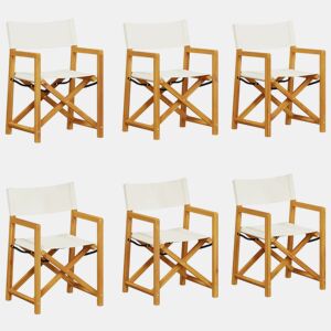 6 pcs cadeiras de jardim - Cadeiras de exterior dobráveis tecido branco nata