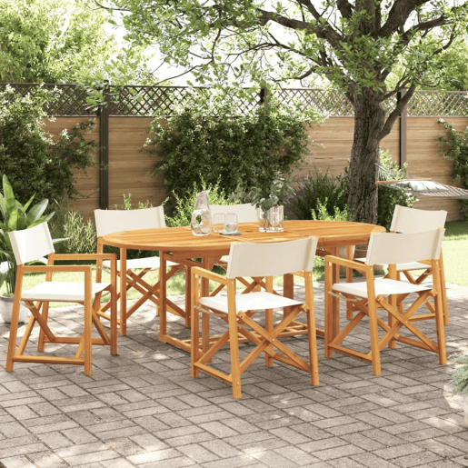 6 pcs cadeiras de jardim - Cadeiras de exterior dobráveis tecido branco nata