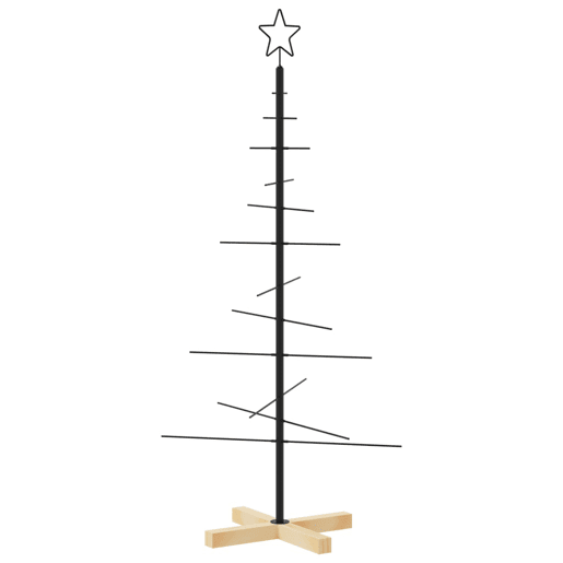 Árvore de Natal - Pinheiro de Natal de metal com base em madeira 120 cm preto Árvore de Natal - Pinheiro de Natal de metal com base em madeira 120 cm preto