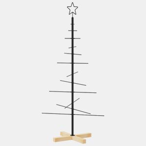 Árvore de Natal - Pinheiro de Natal de metal com base em madeira 120 cm preto