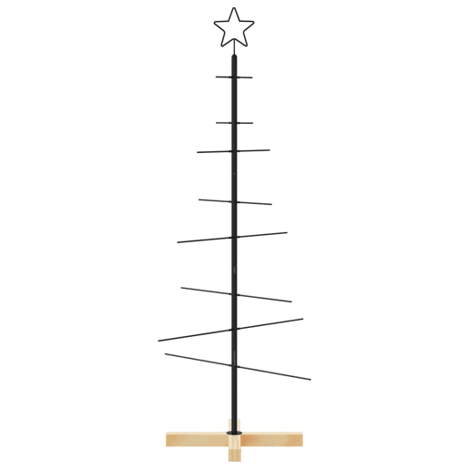 Árvore de Natal - Pinheiro de Natal de metal com base em madeira 120 cm preto Árvore de Natal - Pinheiro de Natal de metal com base em madeira 120 cm preto