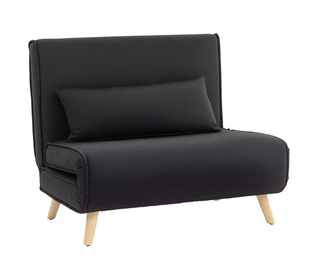 Homcom sofá cama individual 3 en 1, sillón cama plegable con respaldo ajustable en 6 posiciones, asiento amplio, almohada acolchada, patas de madera,