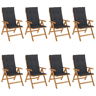 Cadeiras de jardim - Cadeiras de exterior reclináveis c almofadões 8 pcs teca maciça