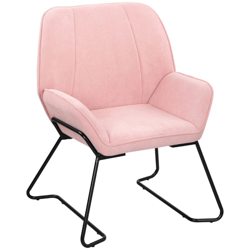 HOMCOM Poltrona Sala de Estar Moderna Poltrona de Leitura com Assento Largo e Acolchoado Estofada em Veludo Pés de Metal Poltrona para Dormitório 70x67,5x87 cm Rosa