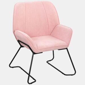 HOMCOM Poltrona Sala de Estar Moderna Poltrona de Leitura com Assento Largo e Acolchoado Estofada em Veludo Pés de Metal Poltrona para Dormitório 70x67,5x87 cm Rosa
