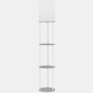 HOMCOM Candeeiro de Pé com Prateleiras Candeeiro com 3 Temperaturas de Cor Controlo Remoto Casquilho E27 para Sala de Estar Quarto Escritório Ø29x158 cm Cinzento