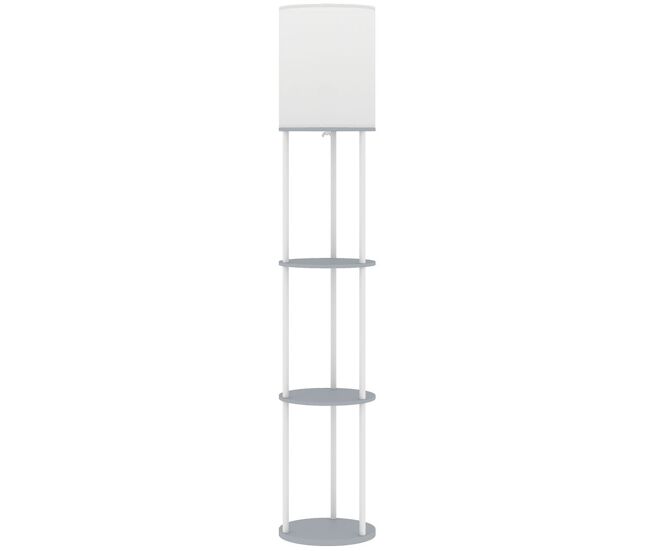 Homcom lámpara de pie con estantes, lámpara con 3 temperaturas de color, control remoto, para salón, dormitorio, oficina, gris