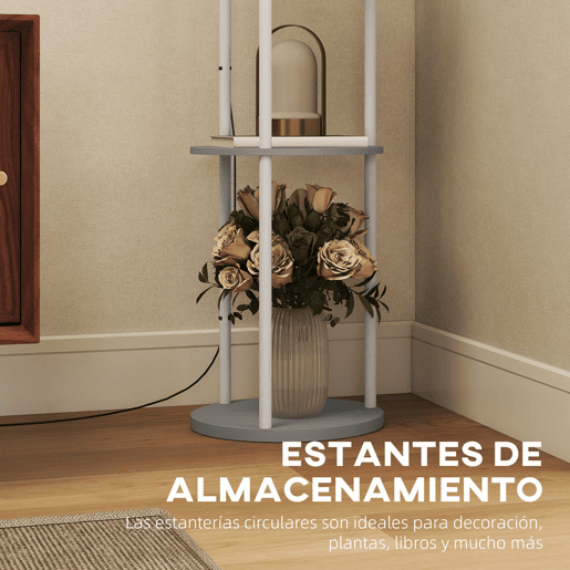 HOMCOM Candeeiro de Pé com Prateleiras Candeeiro com 3 Temperaturas de Cor Controlo Remoto Casquilho E27 para Sala de Estar Quarto Escritório Ø29x158 cm Cinzento
