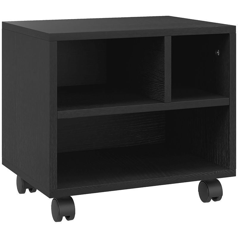 Homcom mueble de impresora con ruedas soporte de impresora con compartimentos abiertos para oficina estudio 40x30x36 cm negro
