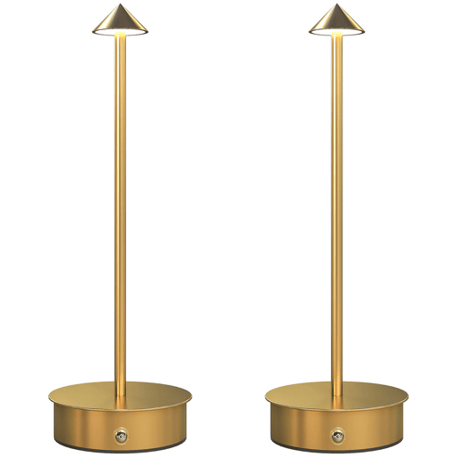 HOMCOM Conjunto de 2 Candeeiros de Mesa Recarregáveis por USB Reguláveis com Controlo Táctil 3000K4500K6500K Luz LED Incluída para Quarto Sala ou Escritório Ø10x30 cm Dourado