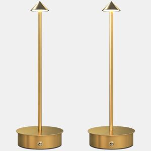 HOMCOM Conjunto de 2 Candeeiros de Mesa Recarregáveis por USB Reguláveis com Controlo Táctil 3000K4500K6500K Luz LED Incluída para Quarto Sala ou Escritório Ø10x30 cm Dourado