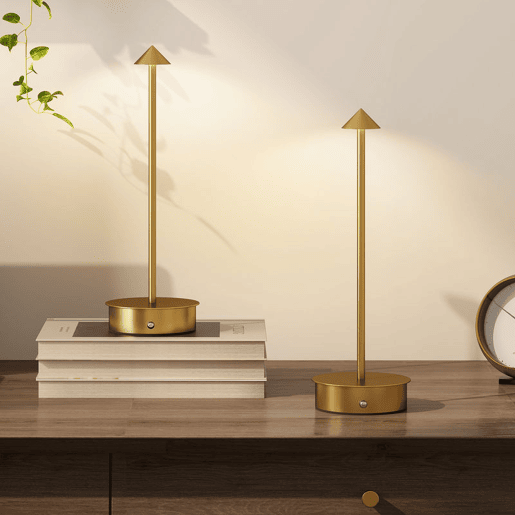 HOMCOM Conjunto de 2 Candeeiros de Mesa Recarregáveis por USB Reguláveis com Controlo Táctil 3000K4500K6500K Luz LED Incluída para Quarto Sala ou Escritório Ø10x30 cm Dourado