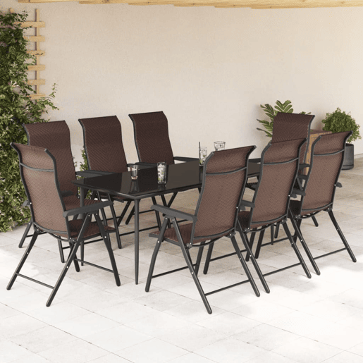 Cadeiras de jardim - Cadeiras de exterior dobráveis 8 pcs vime PE castanho
