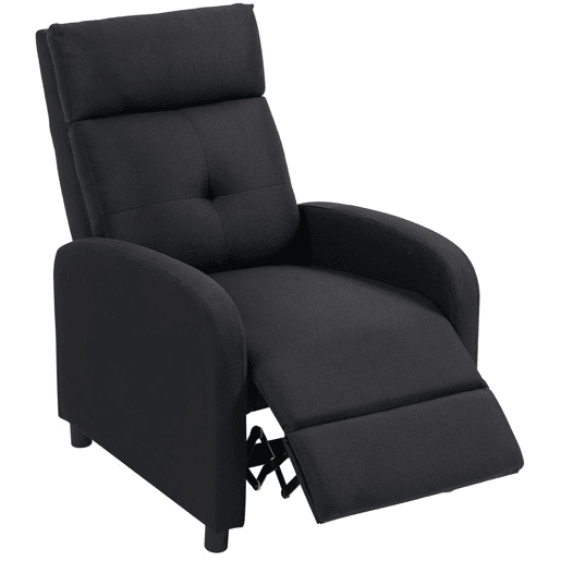 HOMCOM Poltrona Relax Reclinável até 155° Poltrona Reclinável Manual Estofado em Tecido Carga Máxima 150 kg para Pessoas com Altura Inferior 195 cm 67x87x98 cm Preto
