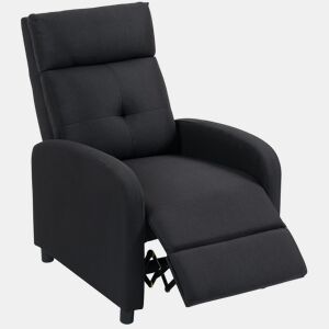 HOMCOM Poltrona Relax Reclinável até 155° Poltrona Reclinável Manual Estofado em Tecido Carga Máxima 150 kg para Pessoas com Altura Inferior 195 cm 67x87x98 cm Preto