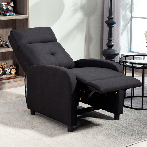 HOMCOM Poltrona Relax Reclinável até 155° Poltrona Reclinável Manual Estofado em Tecido Carga Máxima 150 kg para Pessoas com Altura Inferior 195 cm 67x87x98 cm Preto