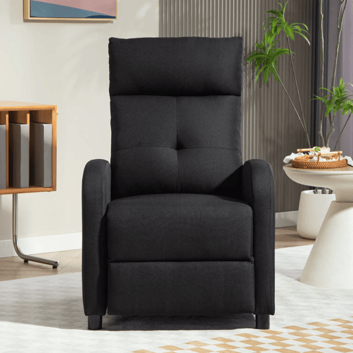 HOMCOM Poltrona Relax Reclinável até 155° Poltrona Reclinável Manual Estofado em Tecido Carga Máxima 150 kg para Pessoas com Altura Inferior 195 cm 67x87x98 cm Preto