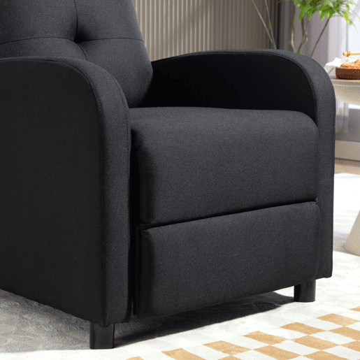 HOMCOM Poltrona Relax Reclinável até 155° Poltrona Reclinável Manual Estofado em Tecido Carga Máxima 150 kg para Pessoas com Altura Inferior 195 cm 67x87x98 cm Preto
