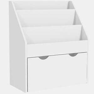 AIYAPLAY Estante de Brinquedos com 3 Compartimentos Estante Infantil para Brinquedos com Gaveta com Rodas Multifuncional para Quarto Sala de Jogos 62,5x30x70 cm Branco