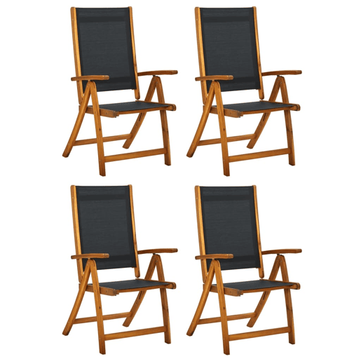Cadeiras de jardim - Cadeiras de exterior dobráveis 4 pcs acácia maciça e textilene