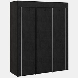 HOMCOM Roupeiro de Tecido Dobrável Armário Portátil com 8 Prateleiras de Armazenamento e 2 Barras de Pendurar Organizador de Roupa para Dormitório Vestidor 125x43x162,5 cm Preto