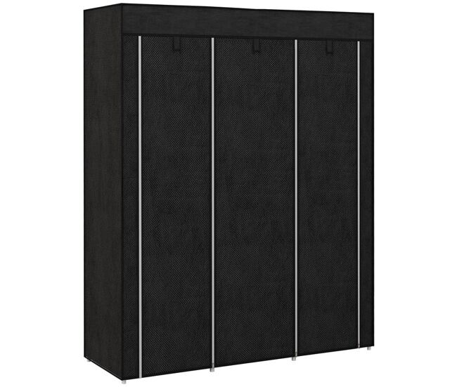 Homcom armario de tela plegable, armario portátil con 2 barras para colgar, 8 estantes, marco de acero, para dormitorio, vestidor, 125x43x162,5 cm, negro