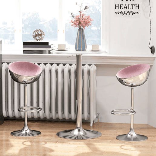 HOMCOM Mesa de Bar com Altura Ajustável Giratória 360° com Base Redonda Mesa Alta Moderna para Cozinha Sala de Jantar Ø63x67-93 cm Branco