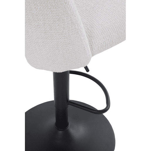 Pacote com 2 banquetas estofadas em chenille creme e pés em metal preto