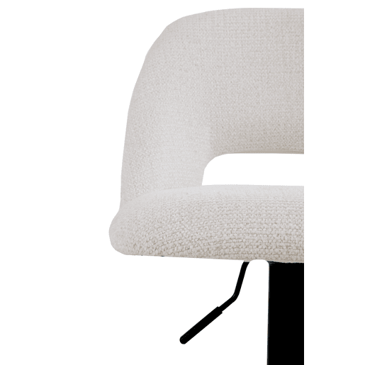 Pacote com 2 banquetas estofadas em chenille creme e pés em metal preto