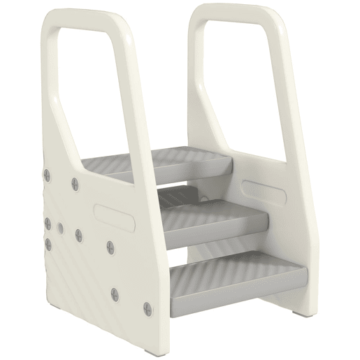 AIYAPLAY Banco Infantil Ajustável de 2 a 3 Degraus Torre de Aprendizagem Escada para Crianças de 2-5 Anos Superfície Antiderrapante para Casa de Banho Cozinha Quarto 43x42x65,5 cm Cinzento