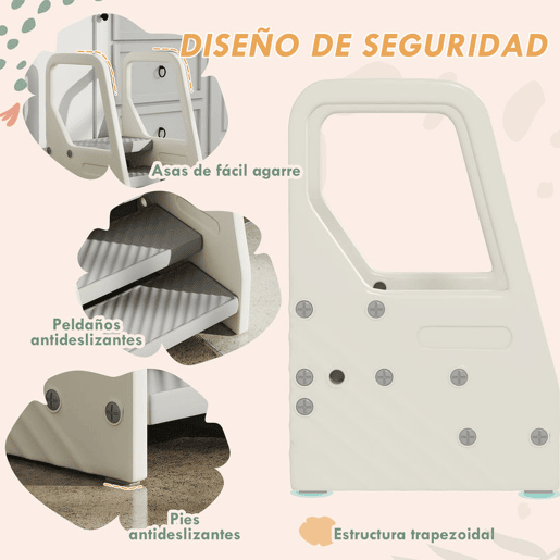 AIYAPLAY Banco Infantil Ajustável de 2 a 3 Degraus Torre de Aprendizagem Escada para Crianças de 2-5 Anos Superfície Antiderrapante para Casa de Banho Cozinha Quarto 43x42x65,5 cm Cinzento