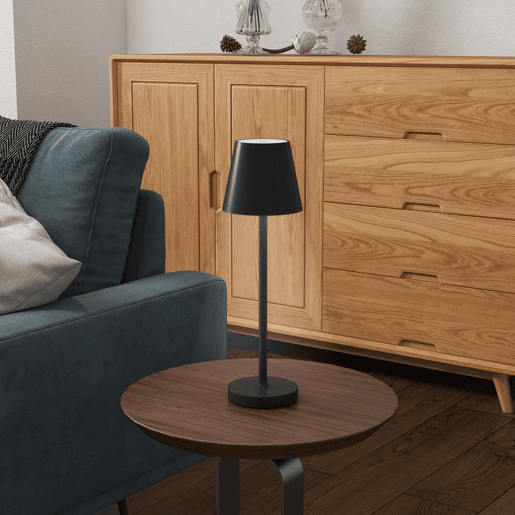 HOMCOM Candeeiro de Mesa com Luzes LED Candeeiro de Mesa Sem Fios Recarregável por USB-C 3 Cores Ecrã de Acrílico para Quarto Sala Ø11,2x36,5 cm Preto