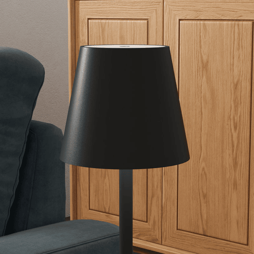 HOMCOM Candeeiro de Mesa com Luzes LED Candeeiro de Mesa Sem Fios Recarregável por USB-C 3 Cores Ecrã de Acrílico para Quarto Sala Ø11,2x36,5 cm Preto